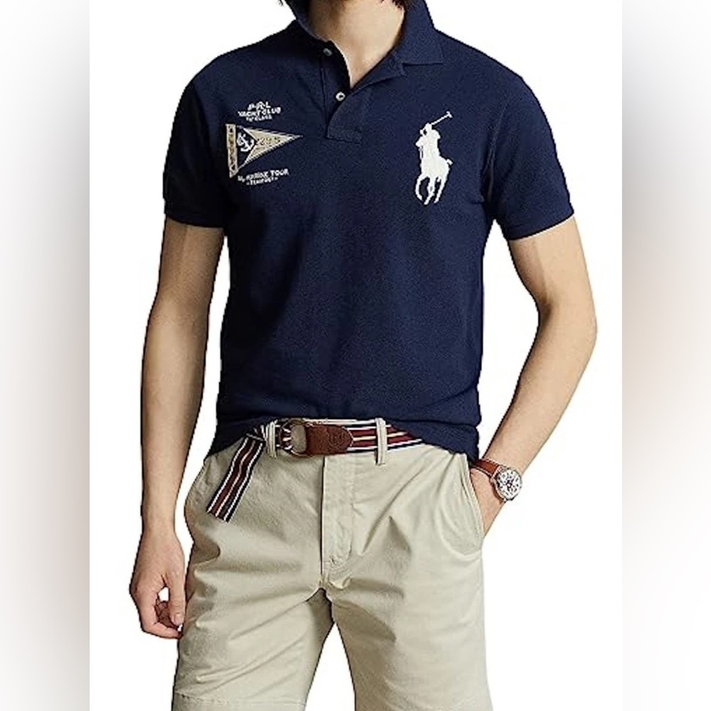 NEW Size XXL Mens POLO RALPH LAUREN Mesh Polo Shirt Big Pony Marine Navy $125